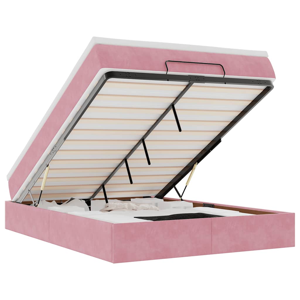 Ottoman bed met matras 140x190cm fluweel roze is nu te koop bij PeponiXL, paradijselijk wonen!