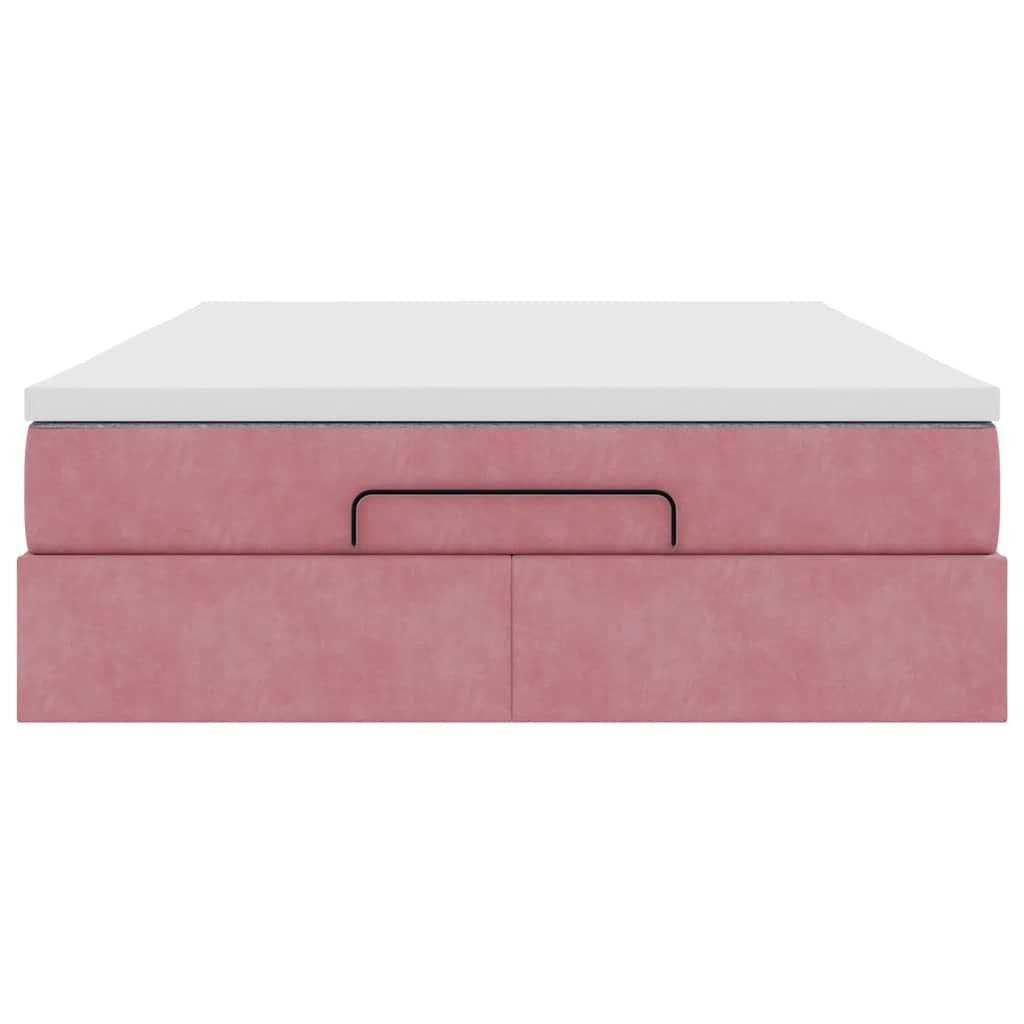 Ottoman bed met matras 140x190cm fluweel roze is nu te koop bij PeponiXL, paradijselijk wonen!