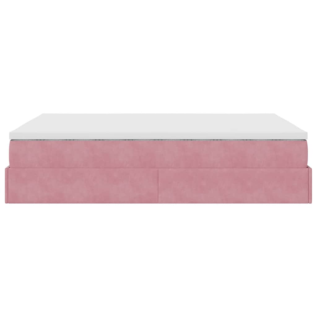 Ottoman bed met matras 140x190cm fluweel roze is nu te koop bij PeponiXL, paradijselijk wonen!