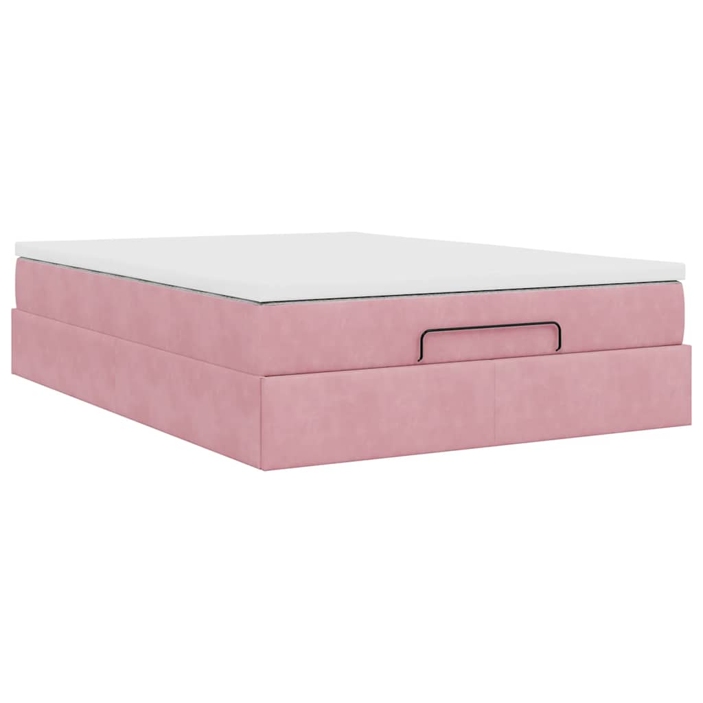 Ottoman bed met matras 140x190cm fluweel roze is nu te koop bij PeponiXL, paradijselijk wonen!