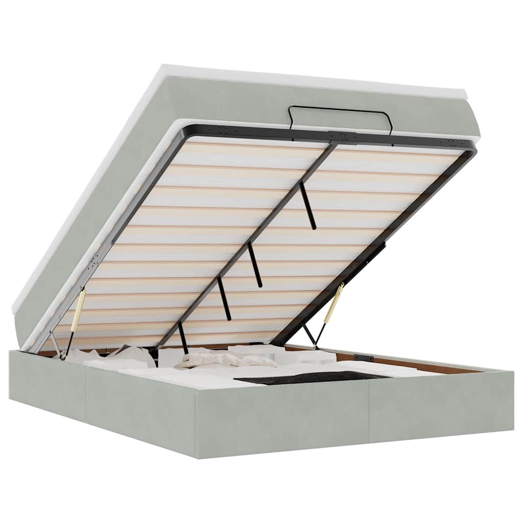 Ottoman bed met matras 140x200cm fluweel lichtgrijs is nu te koop bij PeponiXL, paradijselijk wonen!