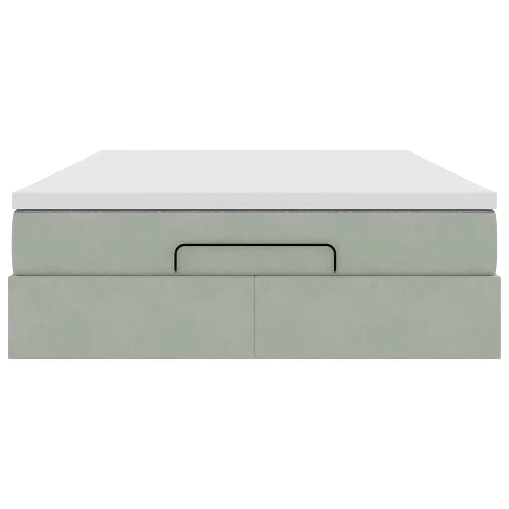 Ottoman bed met matras 140x200cm fluweel lichtgrijs is nu te koop bij PeponiXL, paradijselijk wonen!