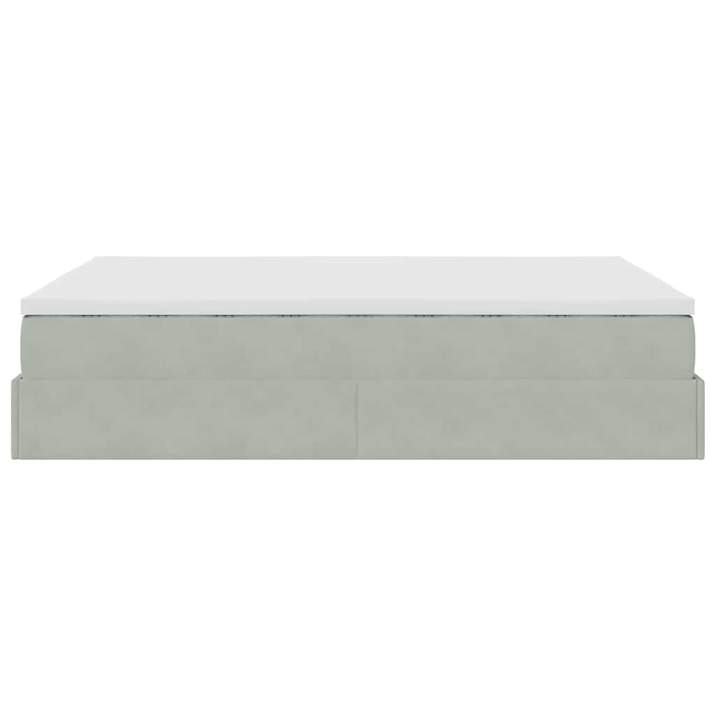 Ottoman bed met matras 140x200cm fluweel lichtgrijs is nu te koop bij PeponiXL, paradijselijk wonen!
