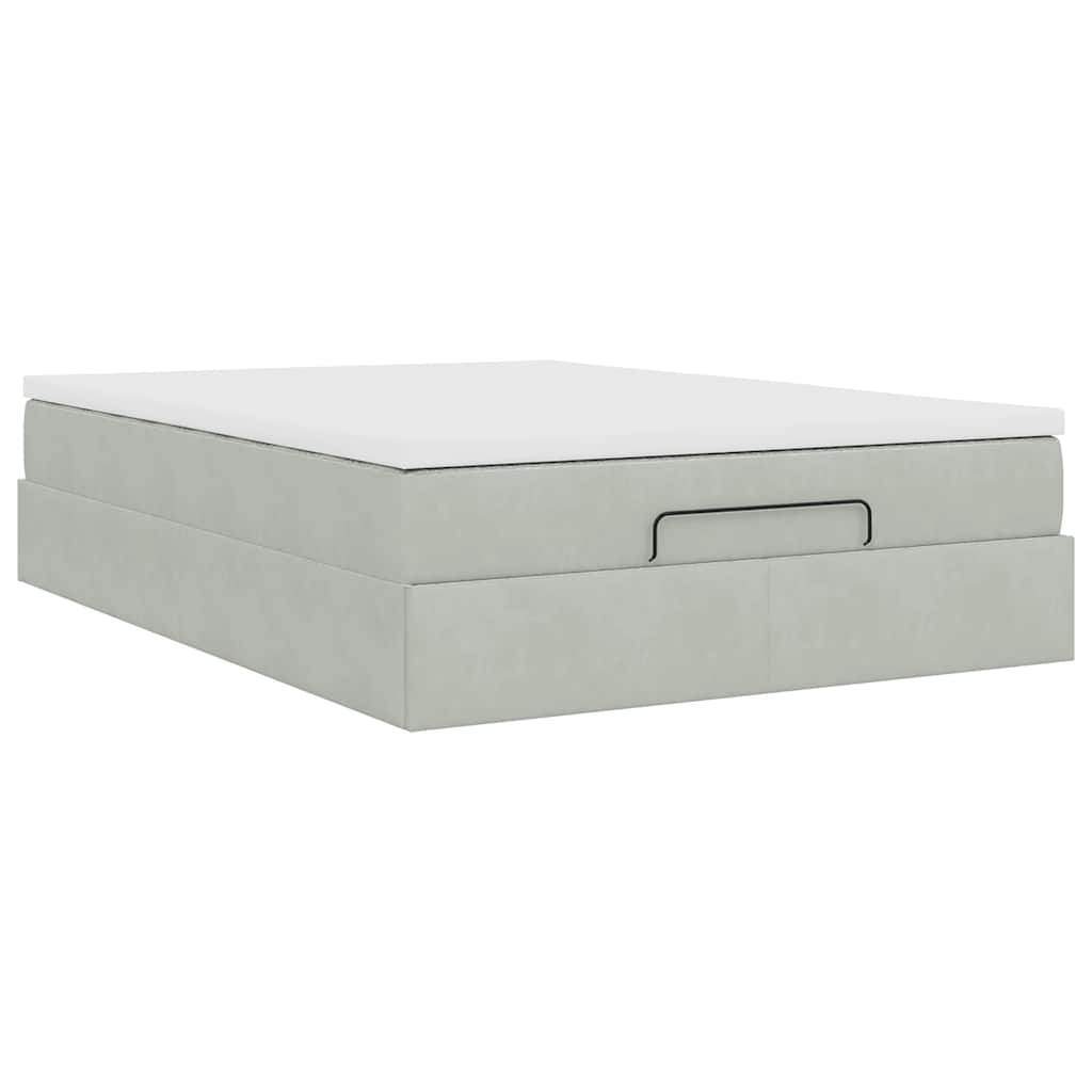 Ottoman bed met matras 140x200cm fluweel lichtgrijs is nu te koop bij PeponiXL, paradijselijk wonen!