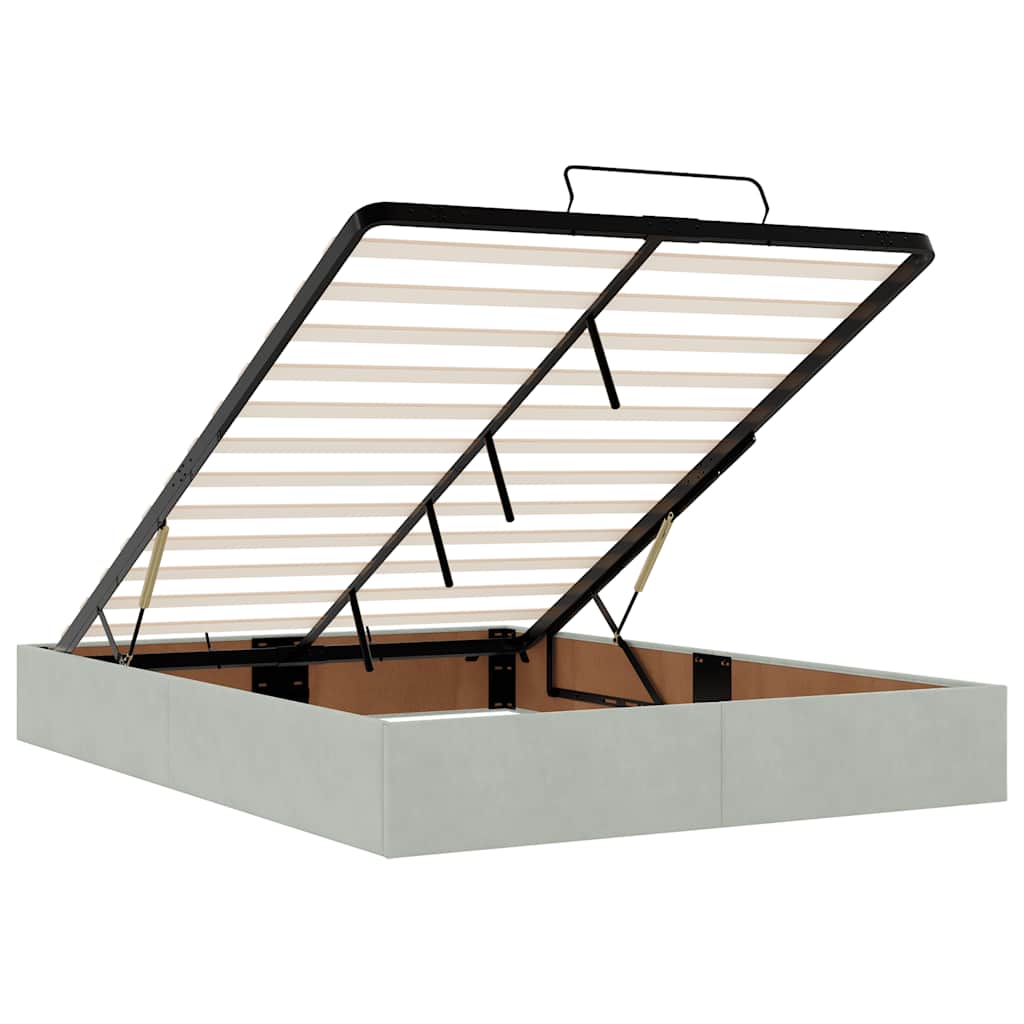 Ottoman bed met matras 140x200cm fluweel lichtgrijs is nu te koop bij PeponiXL, paradijselijk wonen!