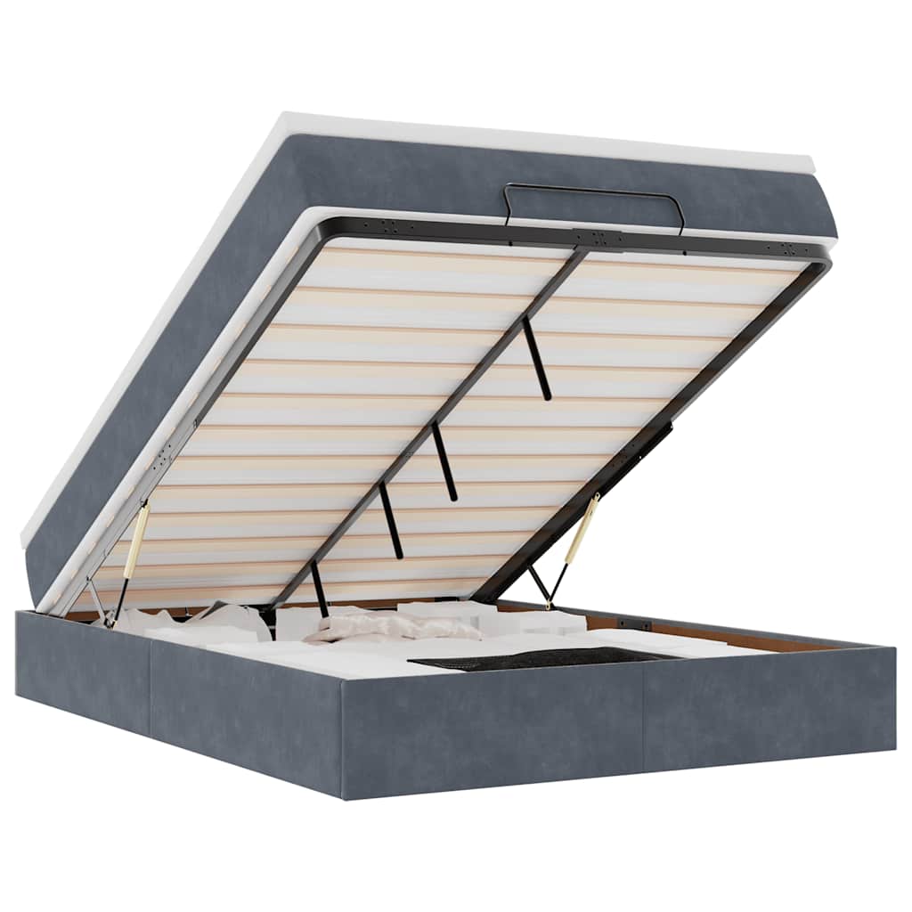 Ottoman bed met matras 140x200cm fluweel donkergrijs is nu te koop bij PeponiXL, paradijselijk wonen!