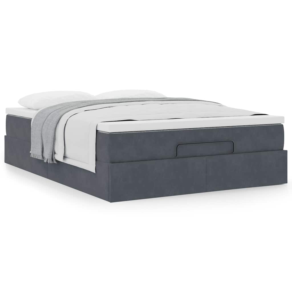 Ottoman bed met matras 140x200cm fluweel donkergrijs is nu te koop bij PeponiXL, paradijselijk wonen!