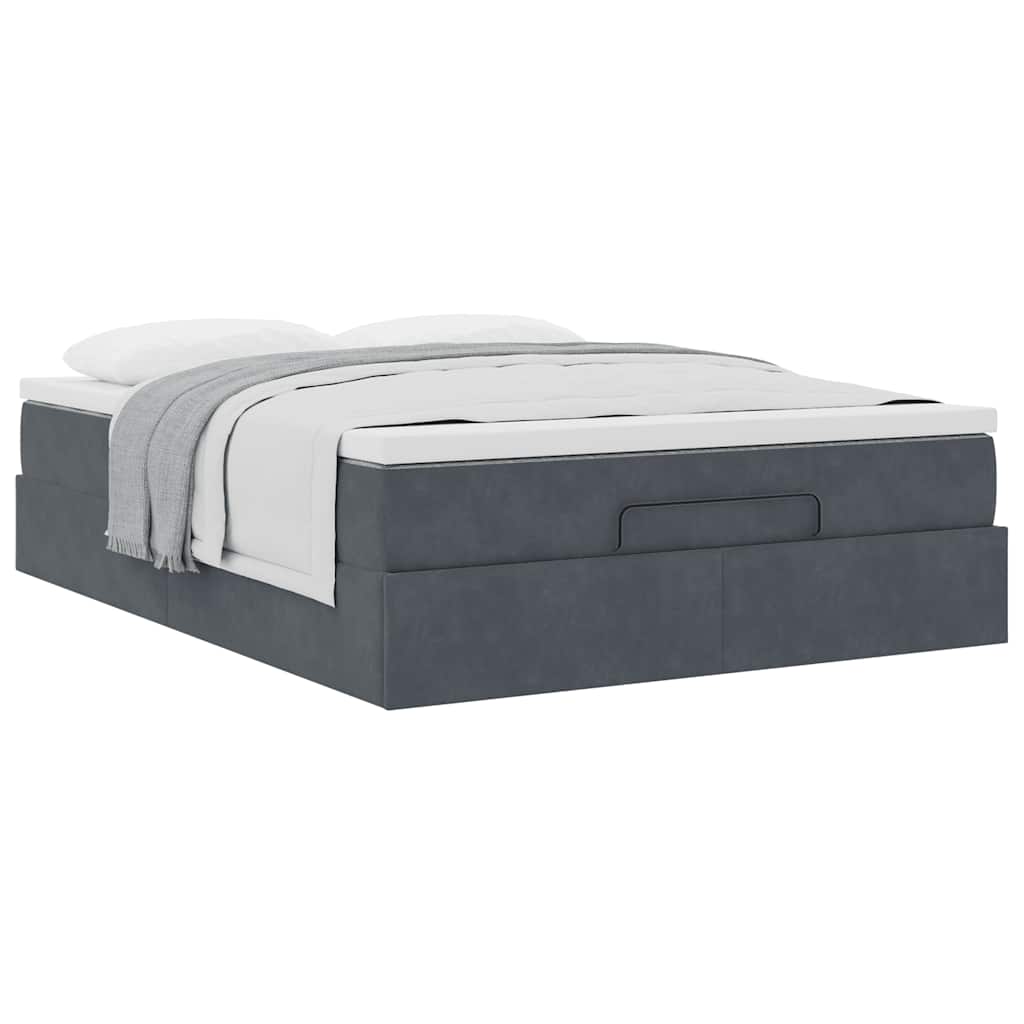 Ottoman bed met matras 140x200cm fluweel donkergrijs is nu te koop bij PeponiXL, paradijselijk wonen!