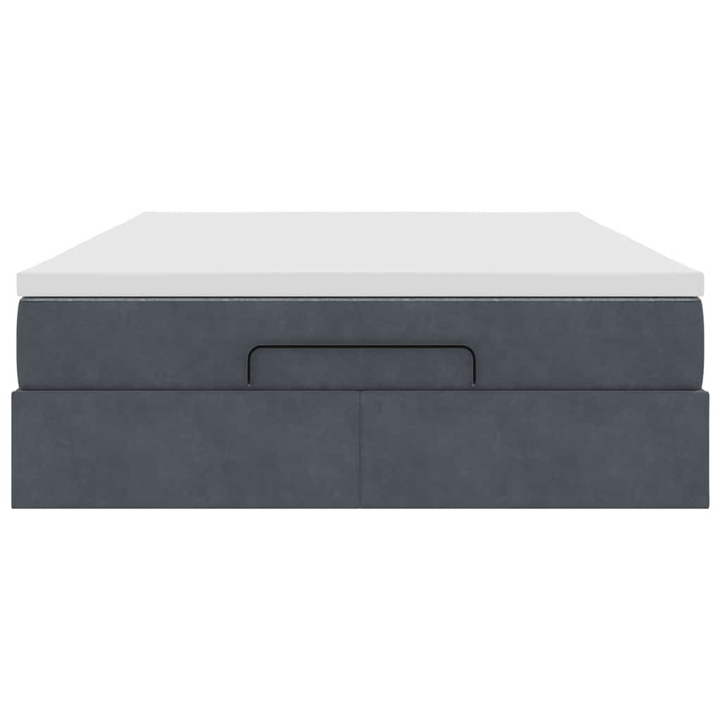 Ottoman bed met matras 140x200cm fluweel donkergrijs is nu te koop bij PeponiXL, paradijselijk wonen!