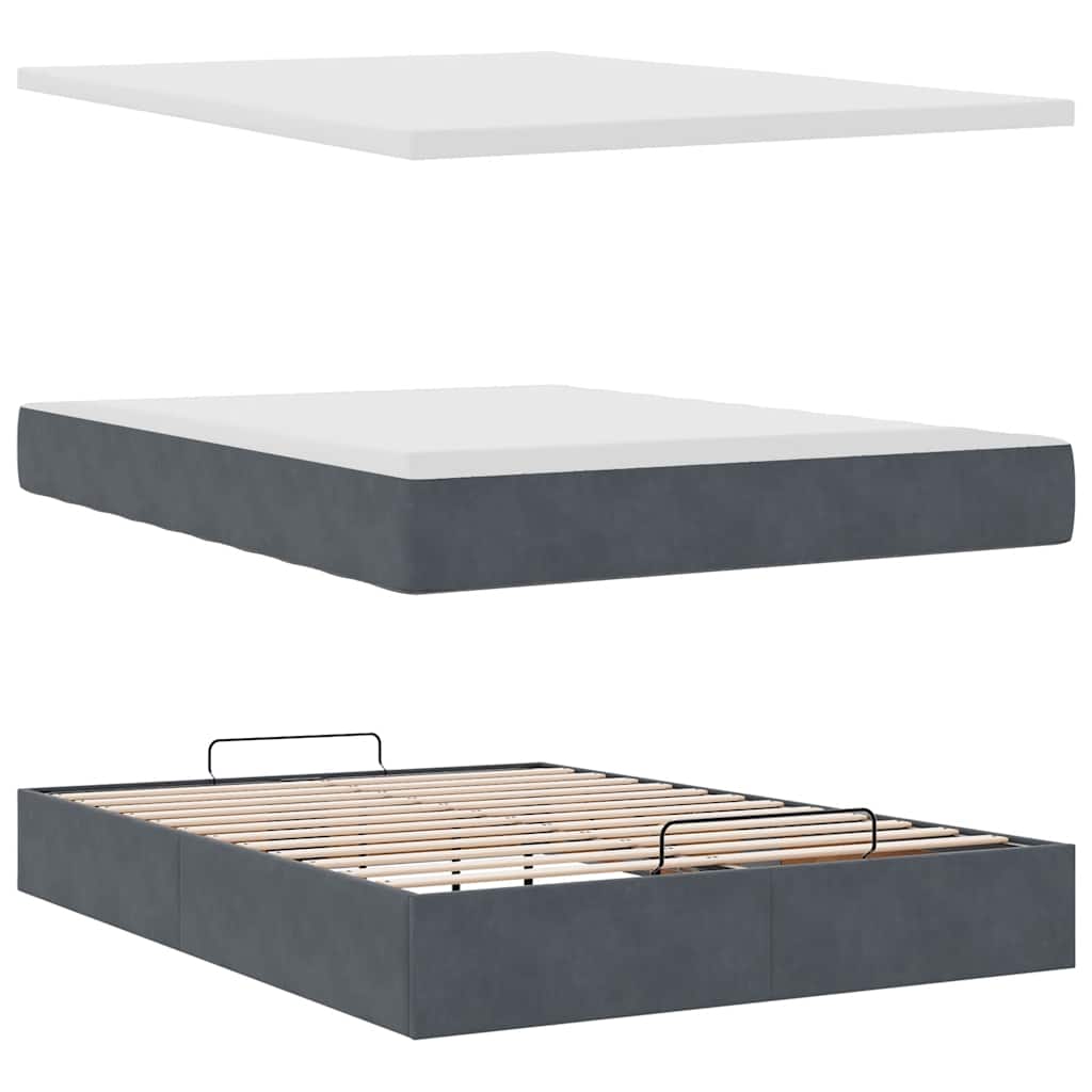 Ottoman bed met matras 140x200cm fluweel donkergrijs is nu te koop bij PeponiXL, paradijselijk wonen!