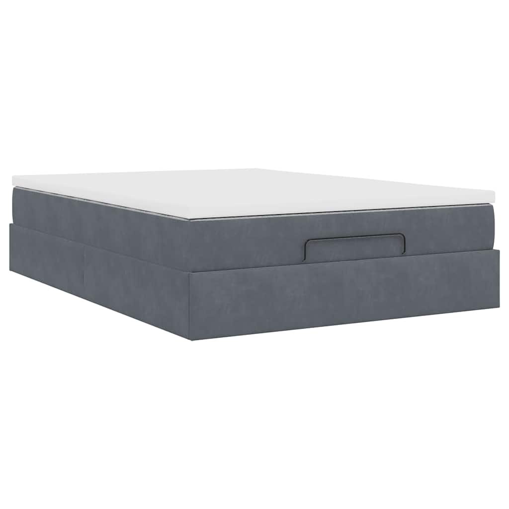 Ottoman bed met matras 140x200cm fluweel donkergrijs is nu te koop bij PeponiXL, paradijselijk wonen!