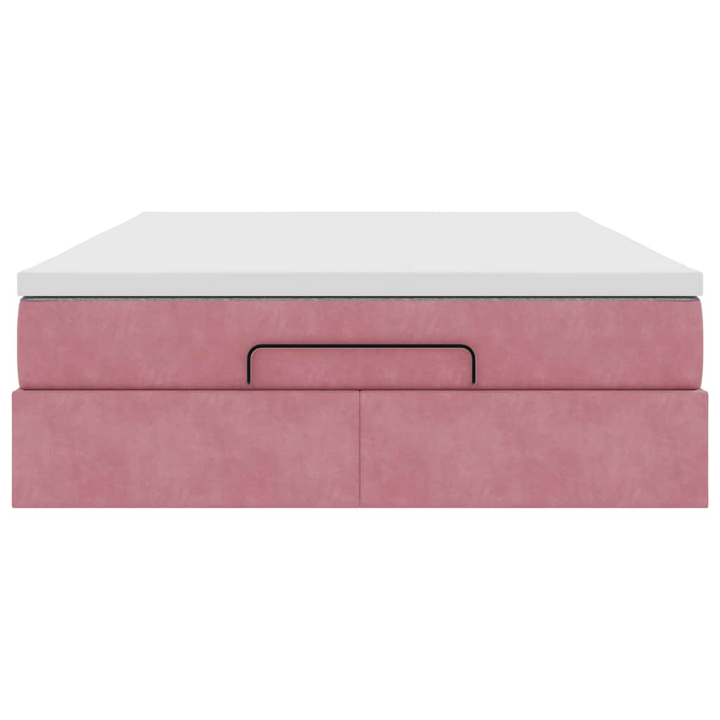 Ottoman bed met matras 140x200cm fluweel roze is nu te koop bij PeponiXL, paradijselijk wonen!