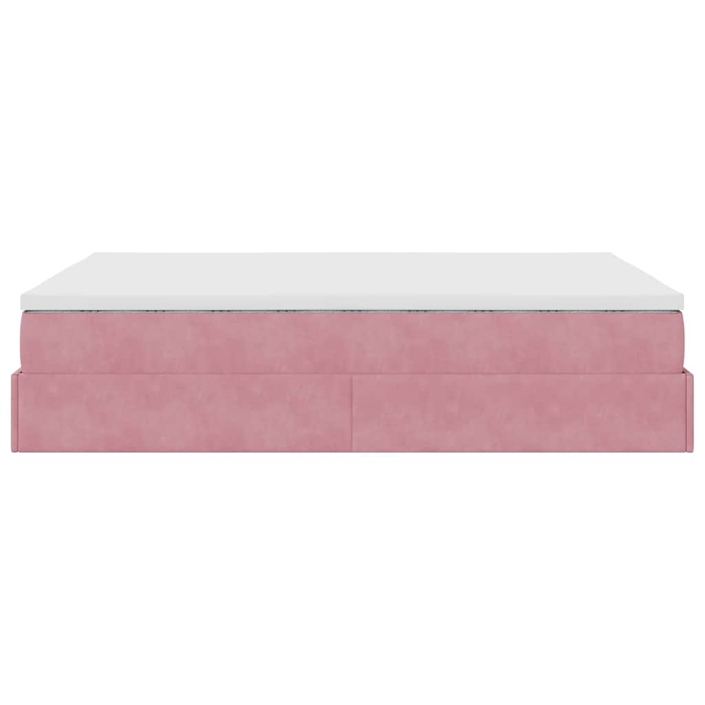 Ottoman bed met matras 140x200cm fluweel roze is nu te koop bij PeponiXL, paradijselijk wonen!