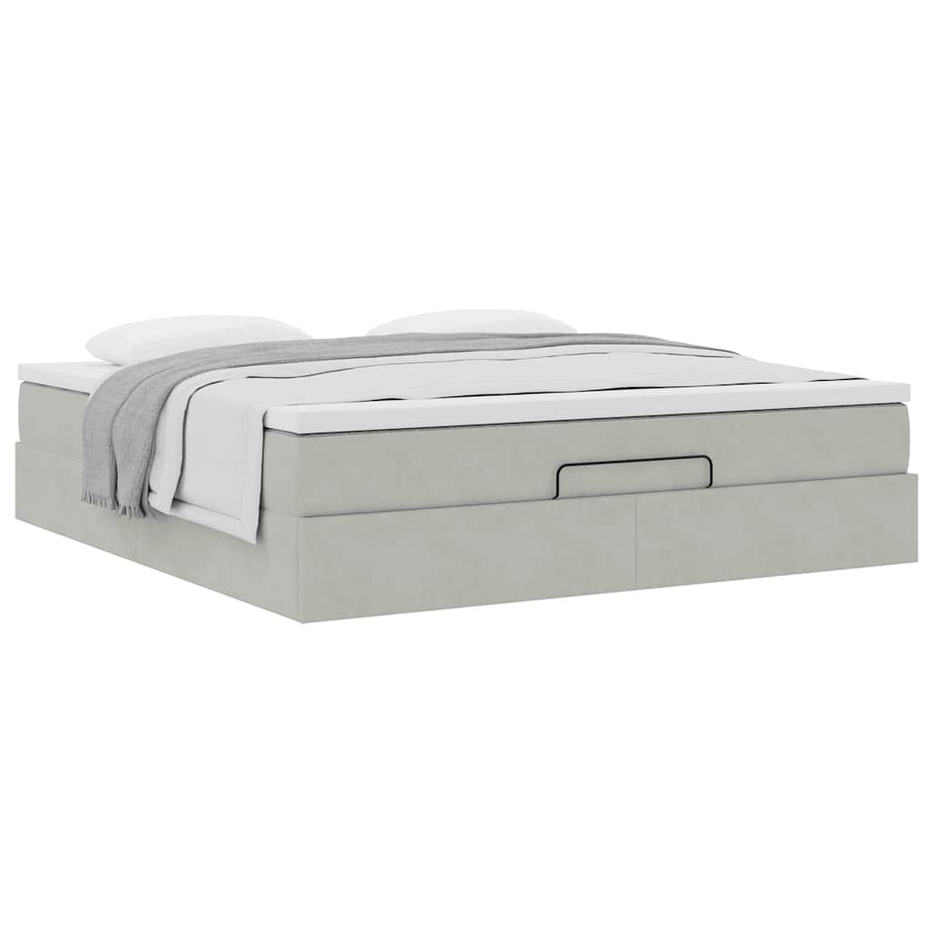 Ottoman bed met matras 160x200cm fluweel lichtgrijs is nu te koop bij PeponiXL, paradijselijk wonen!