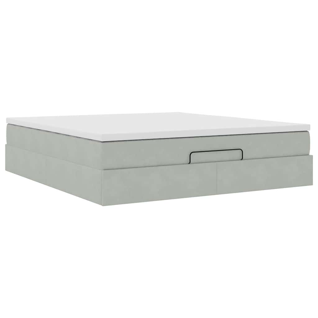 Ottoman bed met matras 160x200cm fluweel lichtgrijs is nu te koop bij PeponiXL, paradijselijk wonen!