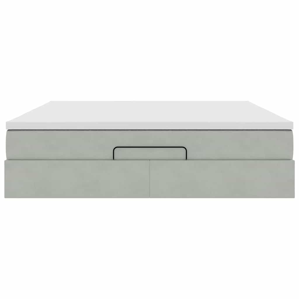 Ottoman bed met matras 160x200cm fluweel lichtgrijs is nu te koop bij PeponiXL, paradijselijk wonen!