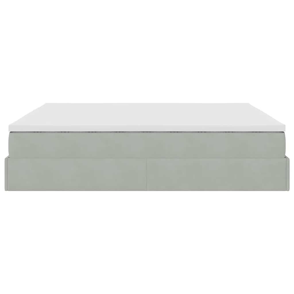 Ottoman bed met matras 160x200cm fluweel lichtgrijs is nu te koop bij PeponiXL, paradijselijk wonen!