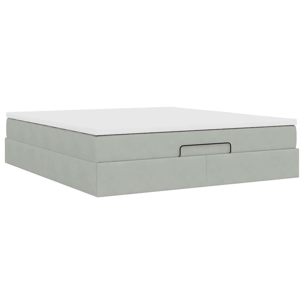 Ottoman bed met matras 160x200cm fluweel lichtgrijs is nu te koop bij PeponiXL, paradijselijk wonen!