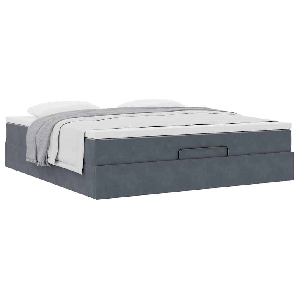 Ottoman bed met matras 160x200cm fluweel donkergrijs is nu te koop bij PeponiXL, paradijselijk wonen!