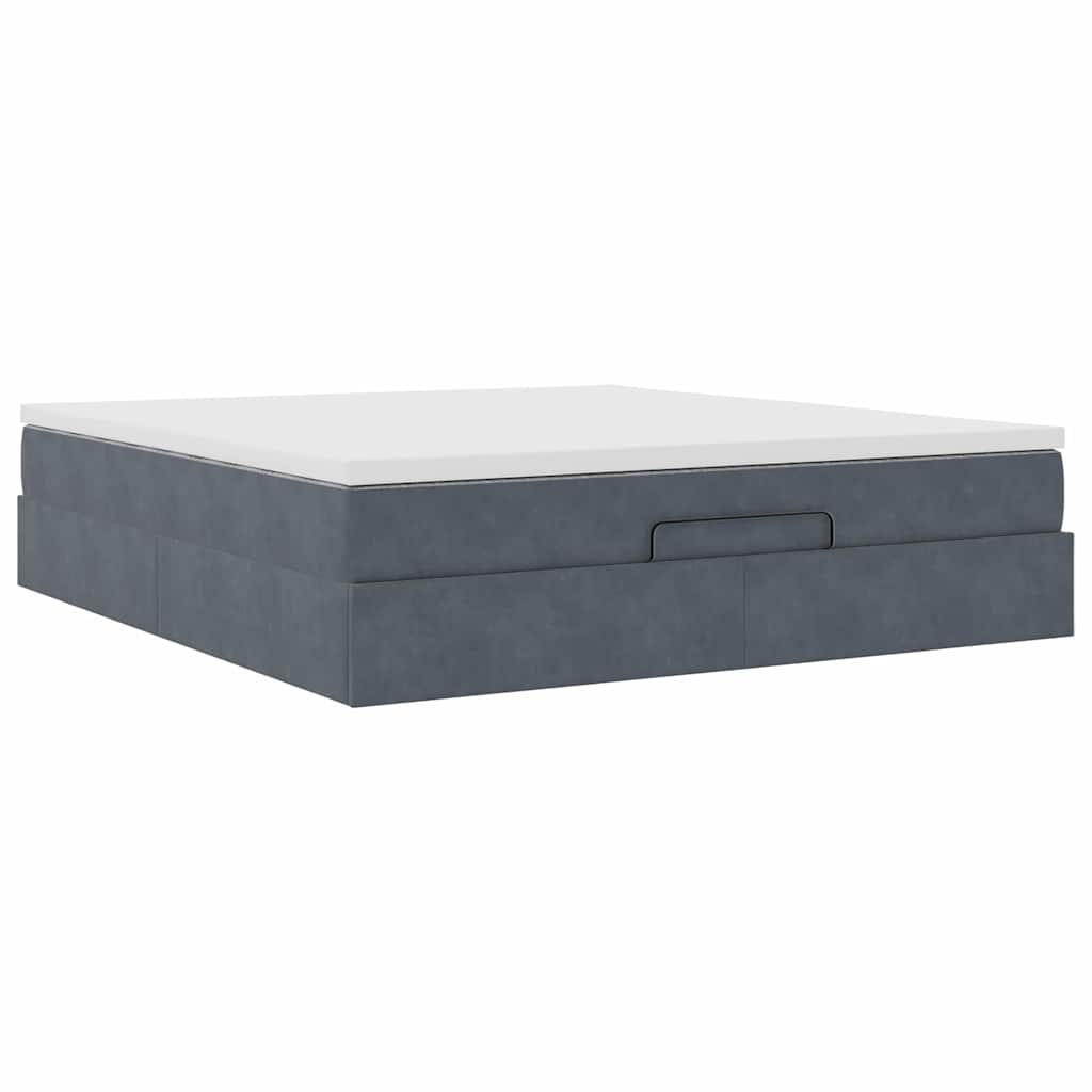 Ottoman bed met matras 160x200cm fluweel donkergrijs is nu te koop bij PeponiXL, paradijselijk wonen!
