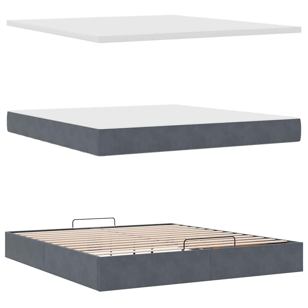 Ottoman bed met matras 160x200cm fluweel donkergrijs is nu te koop bij PeponiXL, paradijselijk wonen!