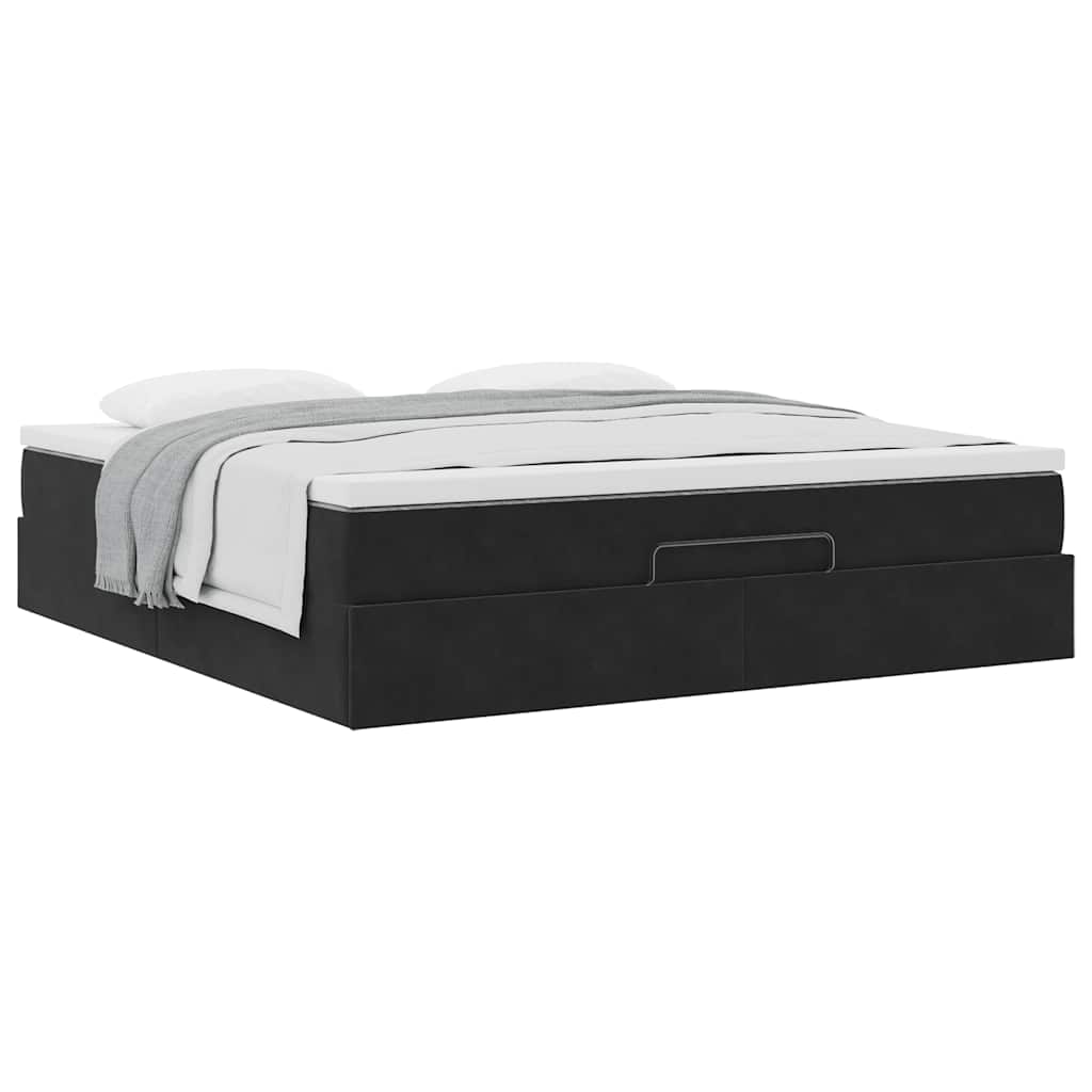 Ottoman bed met matras 160x200cm fluweel zwart is nu te koop bij PeponiXL, paradijselijk wonen!