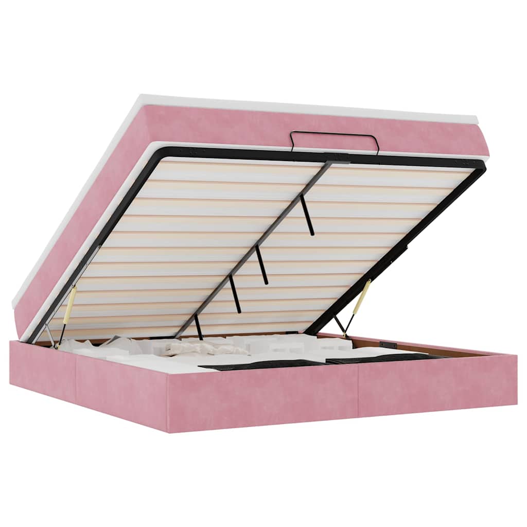 Ottoman bed met matras 160x200cm fluweel roze is nu te koop bij PeponiXL, paradijselijk wonen!