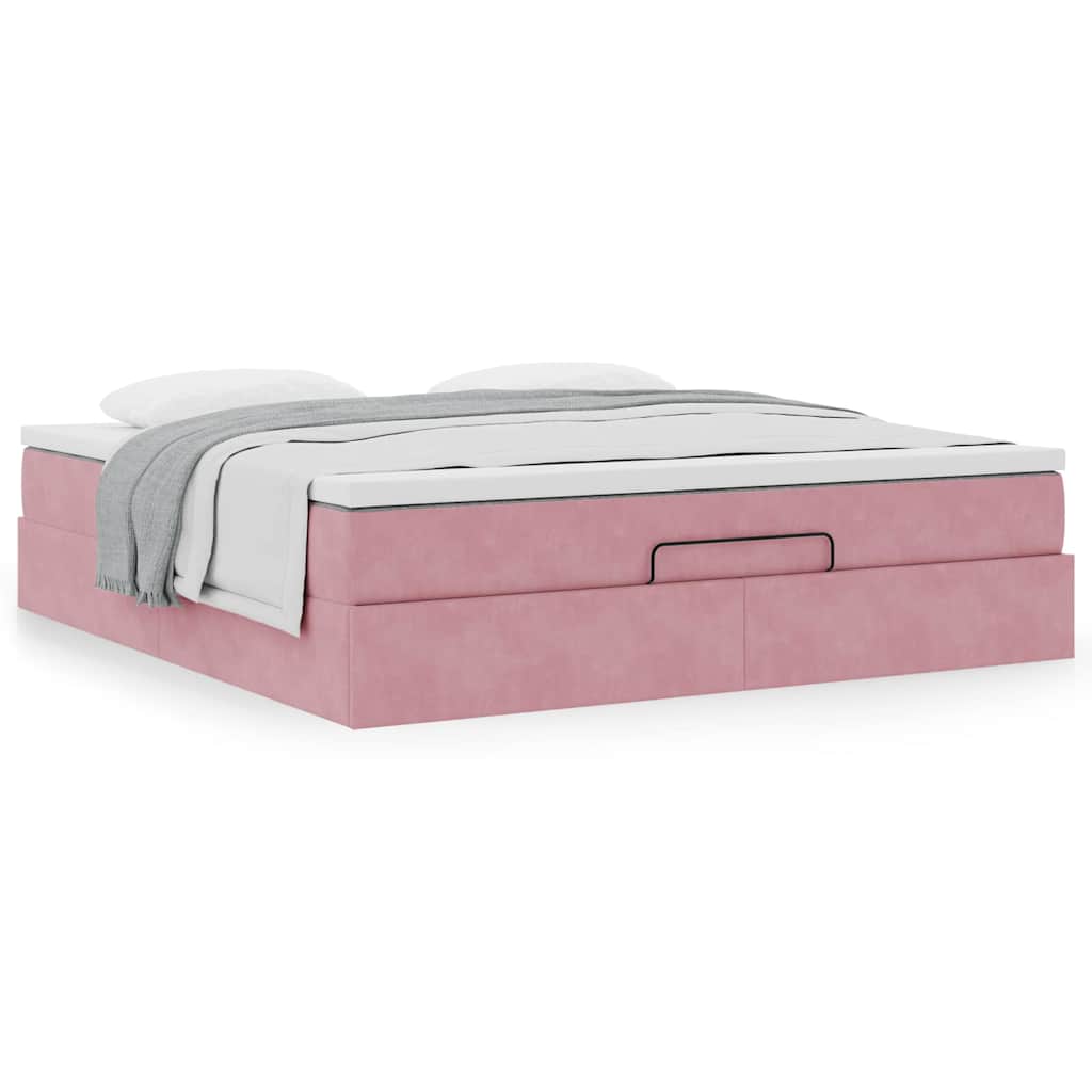 Ottoman bed met matras 160x200cm fluweel roze is nu te koop bij PeponiXL, paradijselijk wonen!