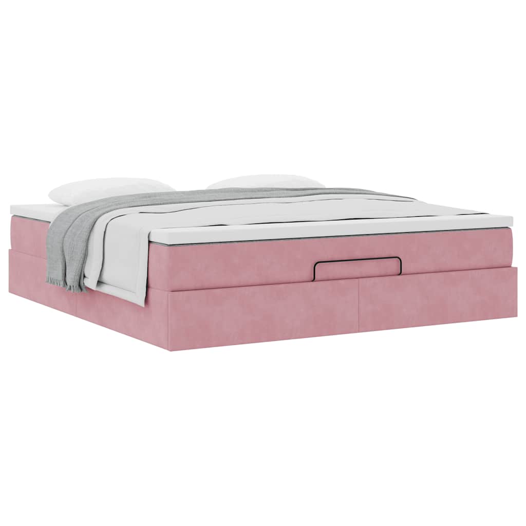 Ottoman bed met matras 160x200cm fluweel roze is nu te koop bij PeponiXL, paradijselijk wonen!