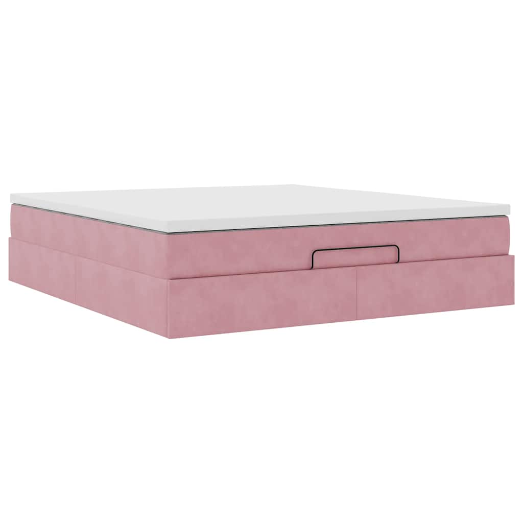Ottoman bed met matras 160x200cm fluweel roze is nu te koop bij PeponiXL, paradijselijk wonen!