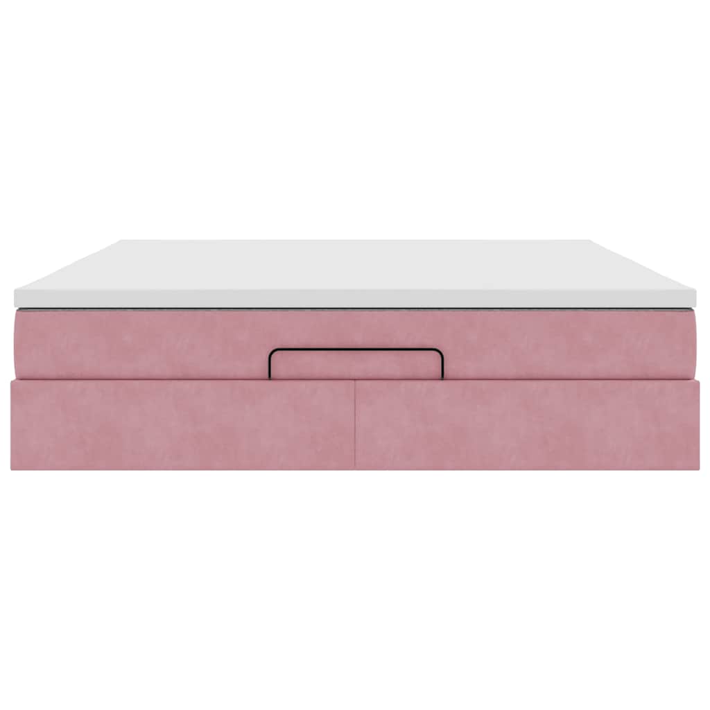Ottoman bed met matras 160x200cm fluweel roze is nu te koop bij PeponiXL, paradijselijk wonen!