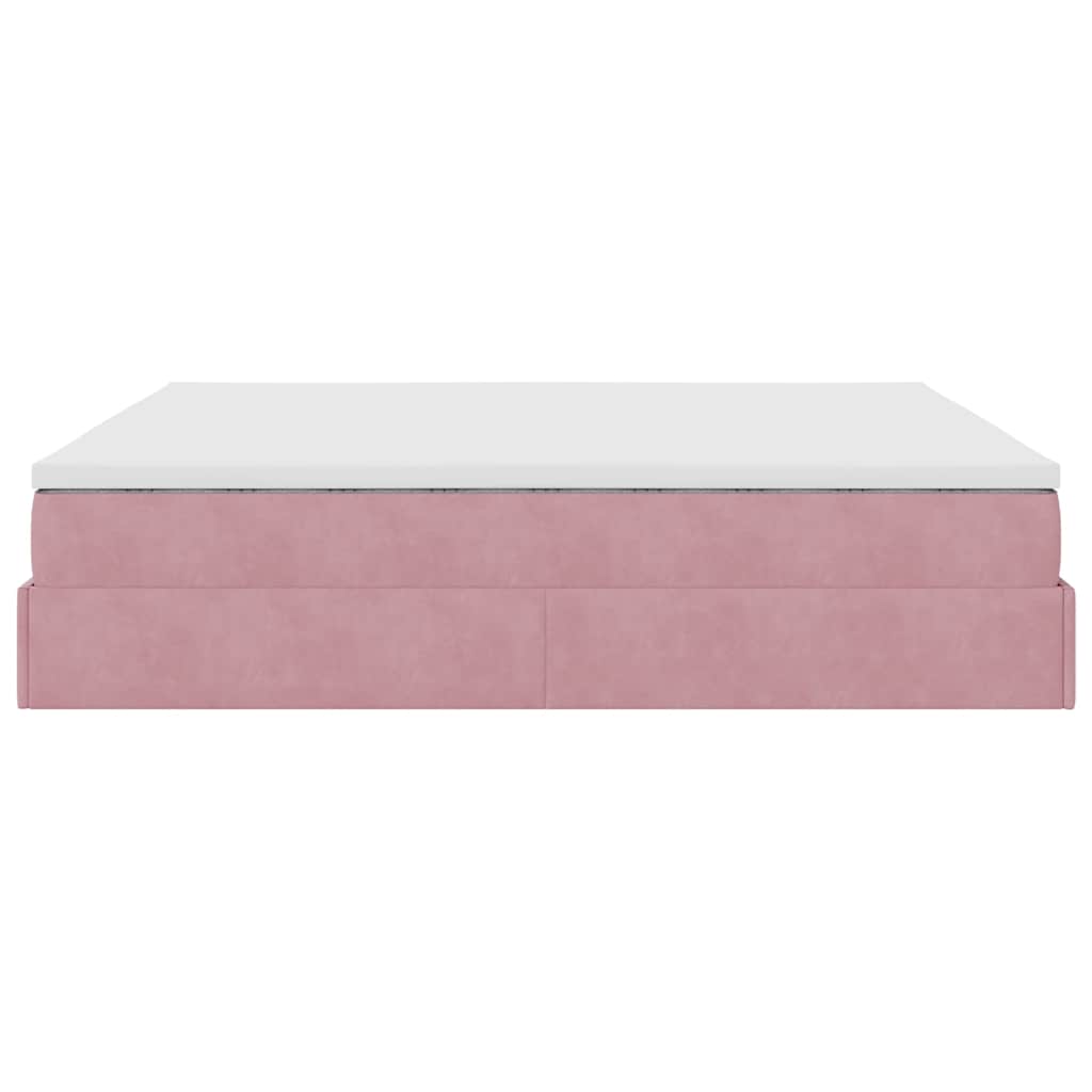 Ottoman bed met matras 160x200cm fluweel roze is nu te koop bij PeponiXL, paradijselijk wonen!