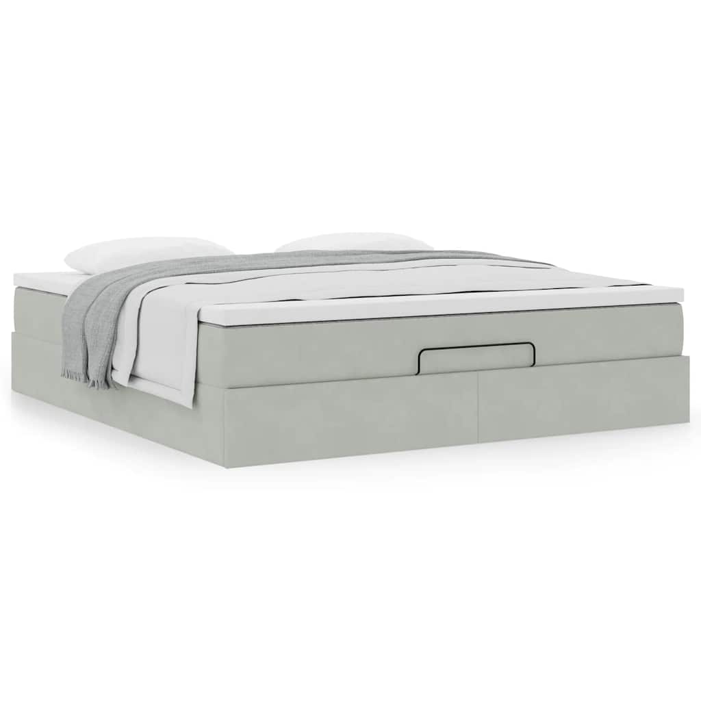 Ottoman bed met matras 180x200cm fluweel lichtgrijs is nu te koop bij PeponiXL, paradijselijk wonen!