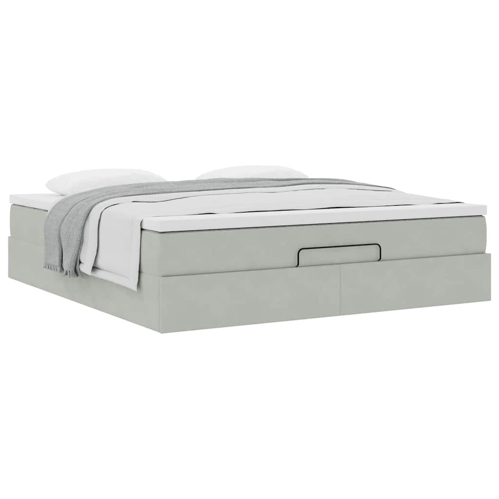 Ottoman bed met matras 180x200cm fluweel lichtgrijs is nu te koop bij PeponiXL, paradijselijk wonen!