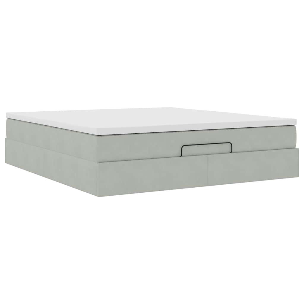 Ottoman bed met matras 180x200cm fluweel lichtgrijs is nu te koop bij PeponiXL, paradijselijk wonen!