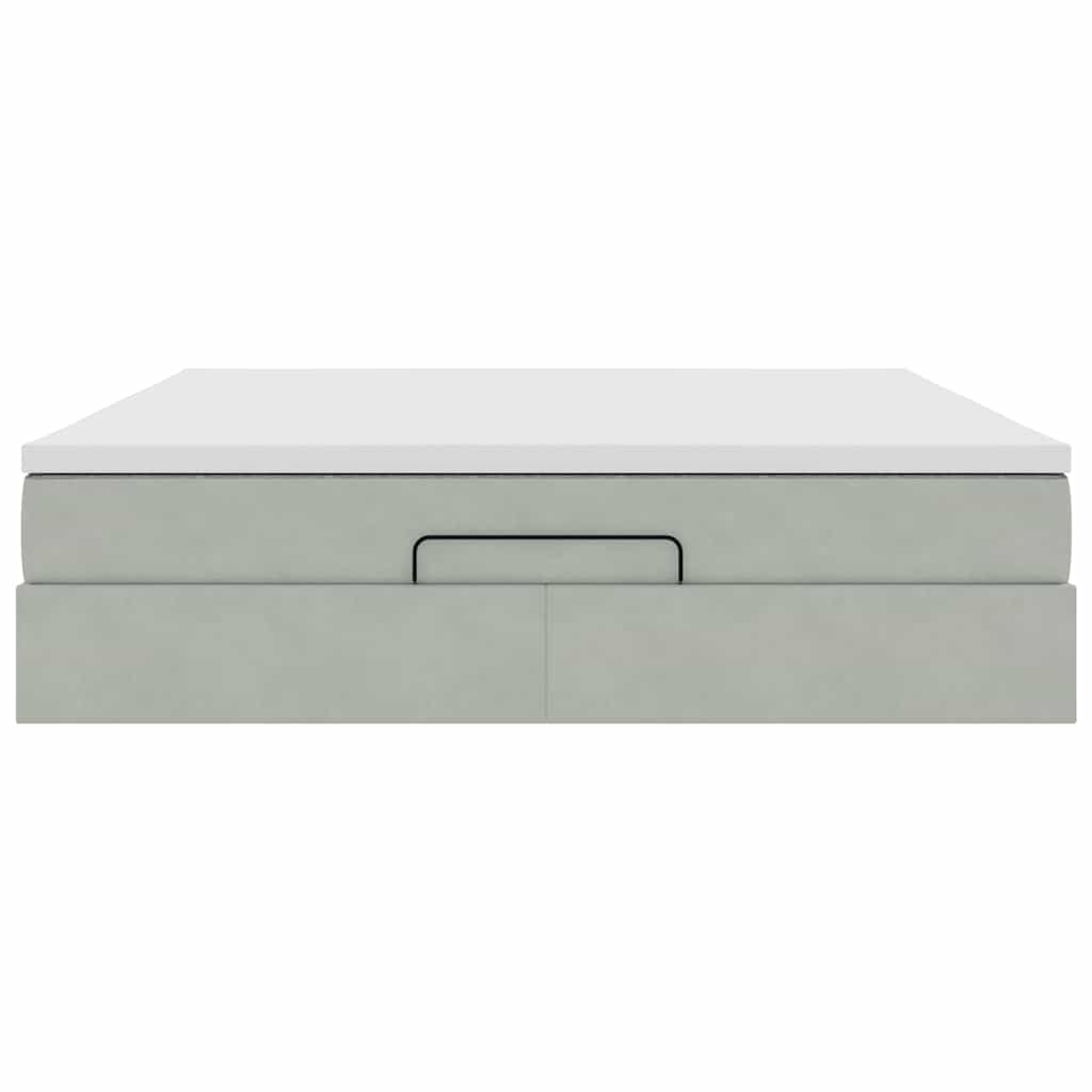 Ottoman bed met matras 180x200cm fluweel lichtgrijs is nu te koop bij PeponiXL, paradijselijk wonen!