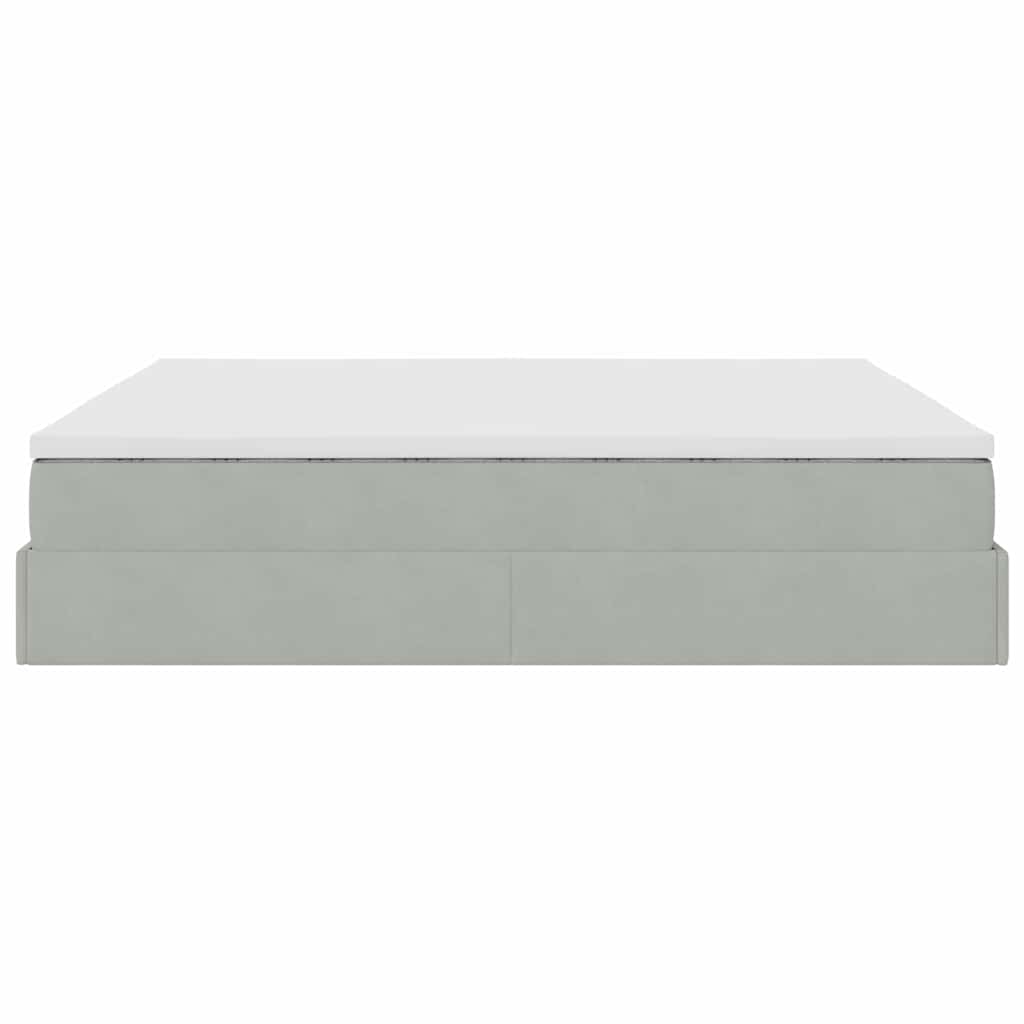 Ottoman bed met matras 180x200cm fluweel lichtgrijs is nu te koop bij PeponiXL, paradijselijk wonen!