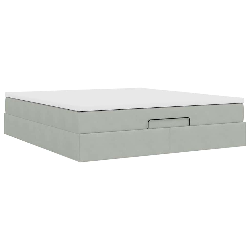 Ottoman bed met matras 180x200cm fluweel lichtgrijs is nu te koop bij PeponiXL, paradijselijk wonen!