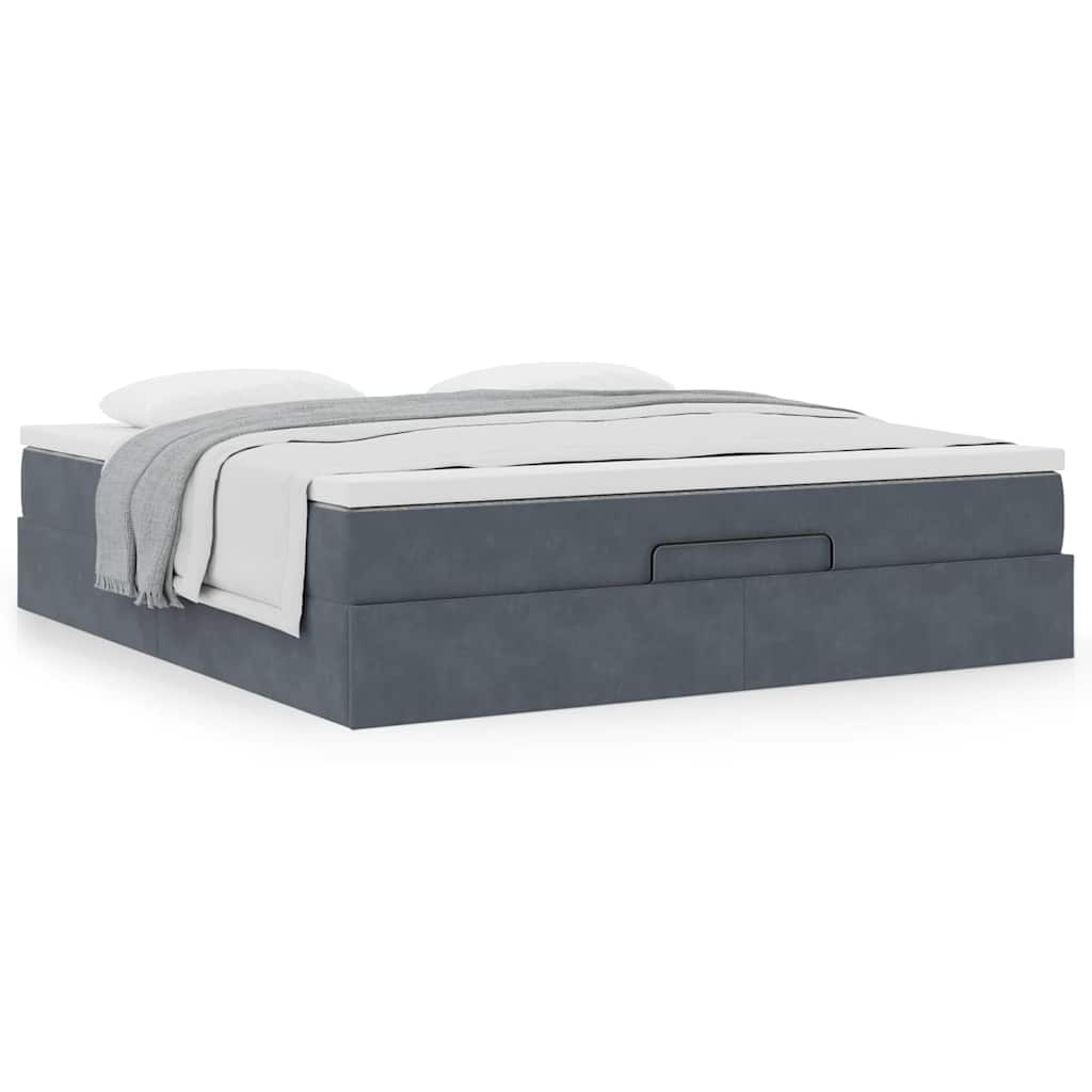 Ottoman bed met matras 180x200cm fluweel donkergrijs is nu te koop bij PeponiXL, paradijselijk wonen!