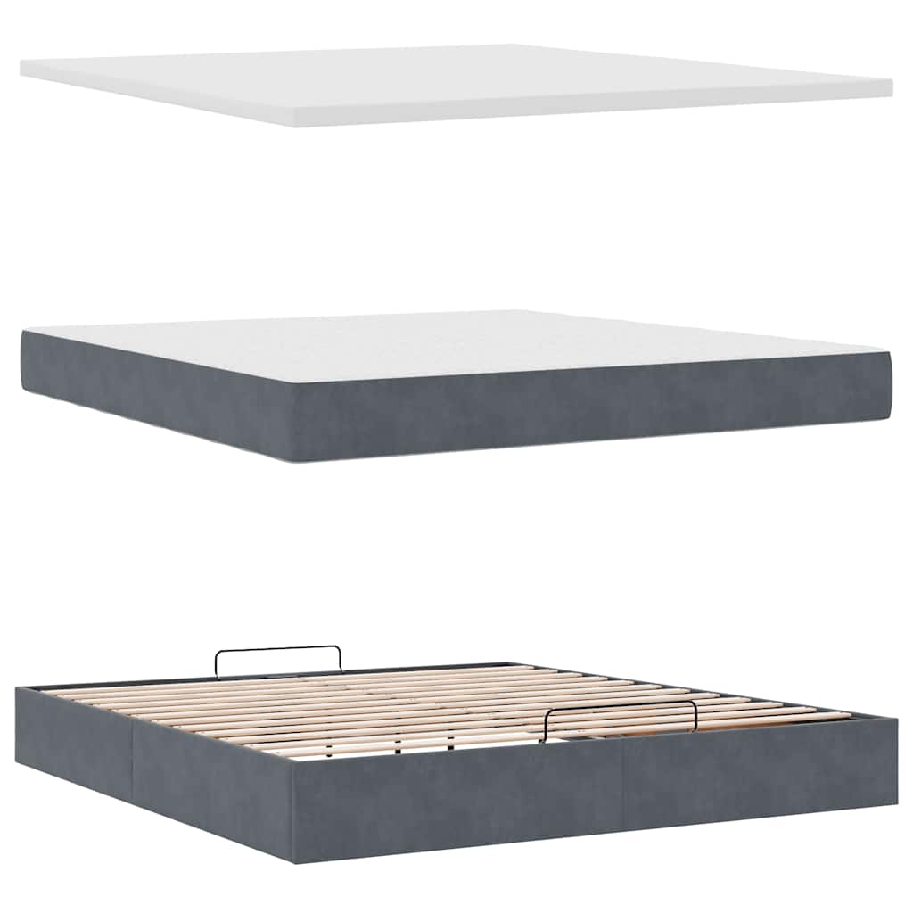 Ottoman bed met matras 180x200cm fluweel donkergrijs is nu te koop bij PeponiXL, paradijselijk wonen!