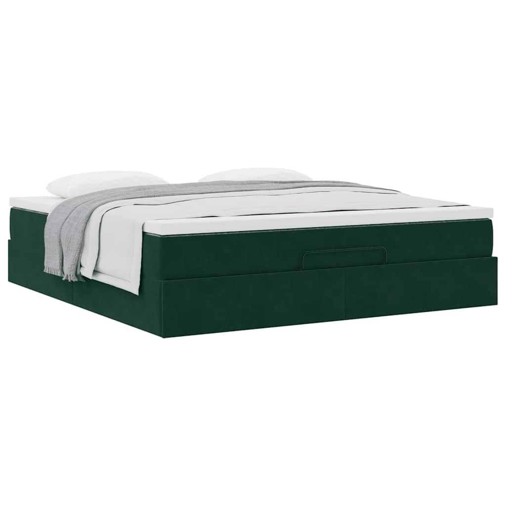 Ottoman bed met matras 180x200 cm fluweel donkergroen is nu te koop bij PeponiXL, paradijselijk wonen!