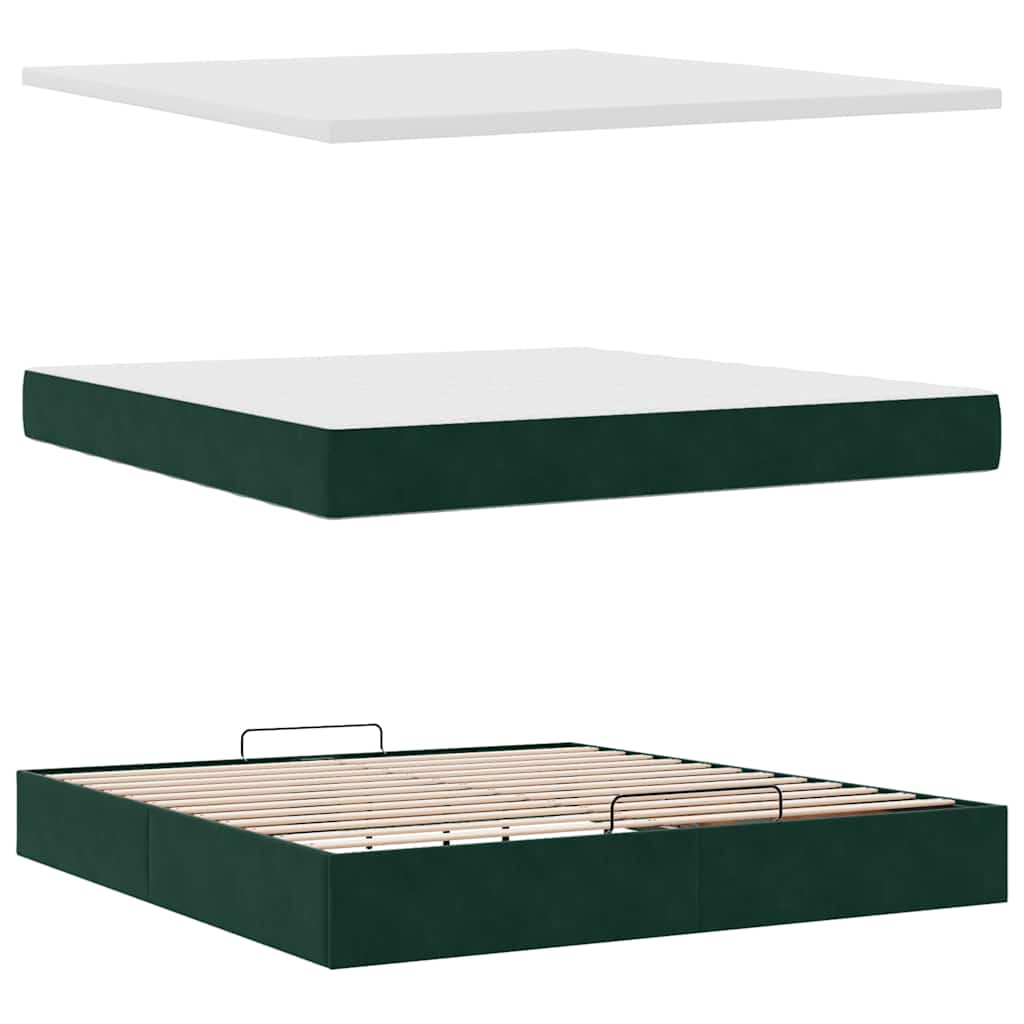 Ottoman bed met matras 180x200 cm fluweel donkergroen is nu te koop bij PeponiXL, paradijselijk wonen!