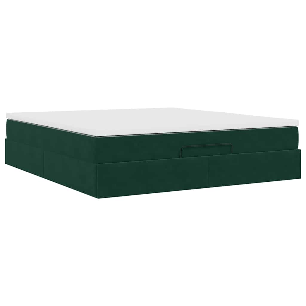 Ottoman bed met matras 180x200 cm fluweel donkergroen is nu te koop bij PeponiXL, paradijselijk wonen!