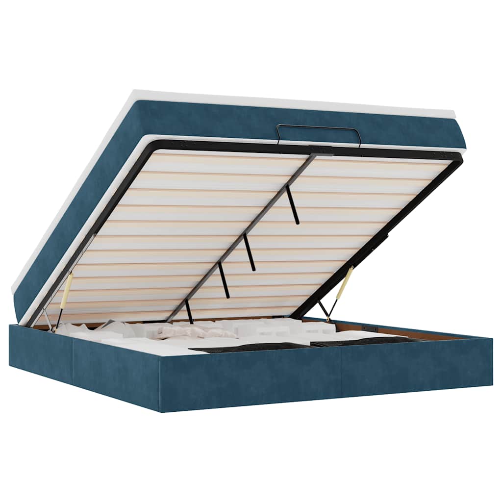 Ottoman bed met matras 180x200 cm fluweel donkerblauw is nu te koop bij PeponiXL, paradijselijk wonen!