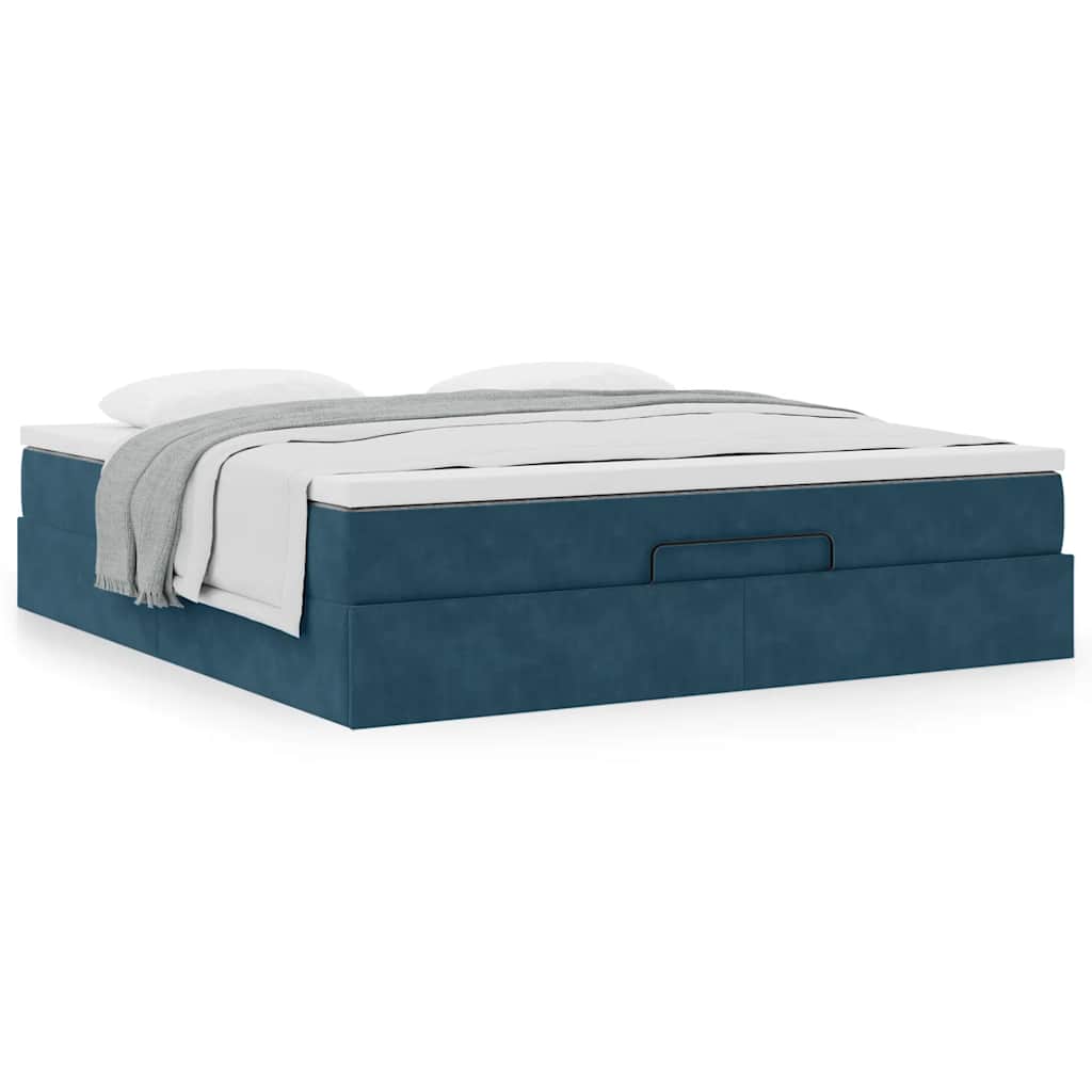 Ottoman bed met matras 180x200 cm fluweel donkerblauw is nu te koop bij PeponiXL, paradijselijk wonen!
