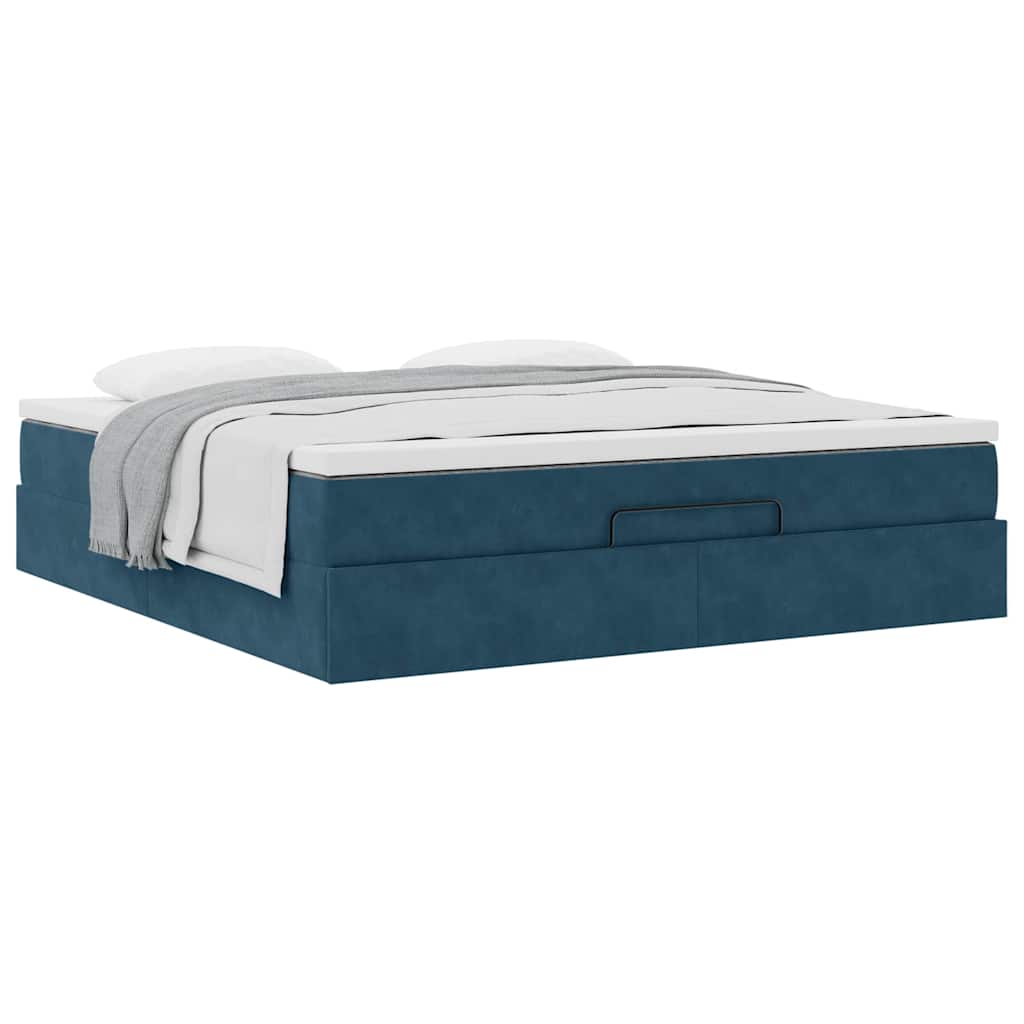 Ottoman bed met matras 180x200 cm fluweel donkerblauw is nu te koop bij PeponiXL, paradijselijk wonen!
