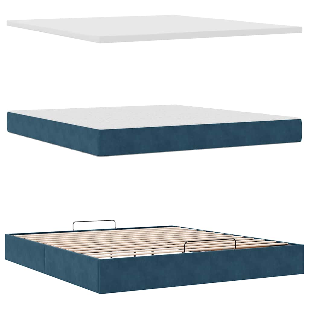 Ottoman bed met matras 180x200 cm fluweel donkerblauw is nu te koop bij PeponiXL, paradijselijk wonen!