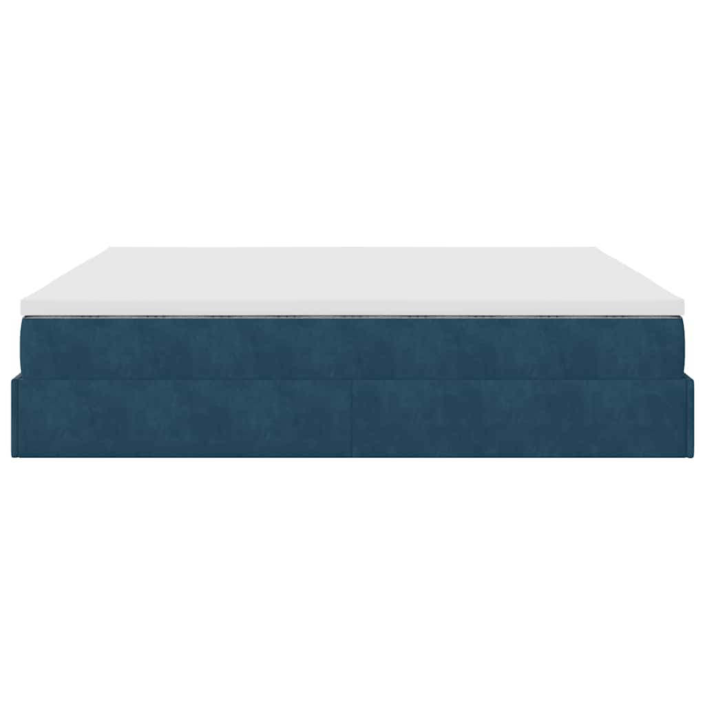 Ottoman bed met matras 180x200 cm fluweel donkerblauw is nu te koop bij PeponiXL, paradijselijk wonen!