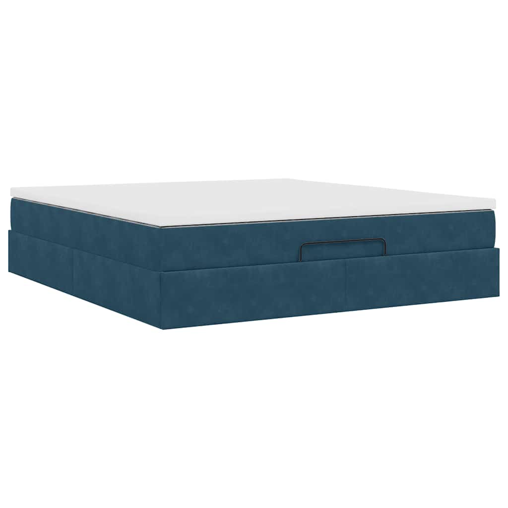 Ottoman bed met matras 180x200 cm fluweel donkerblauw is nu te koop bij PeponiXL, paradijselijk wonen!
