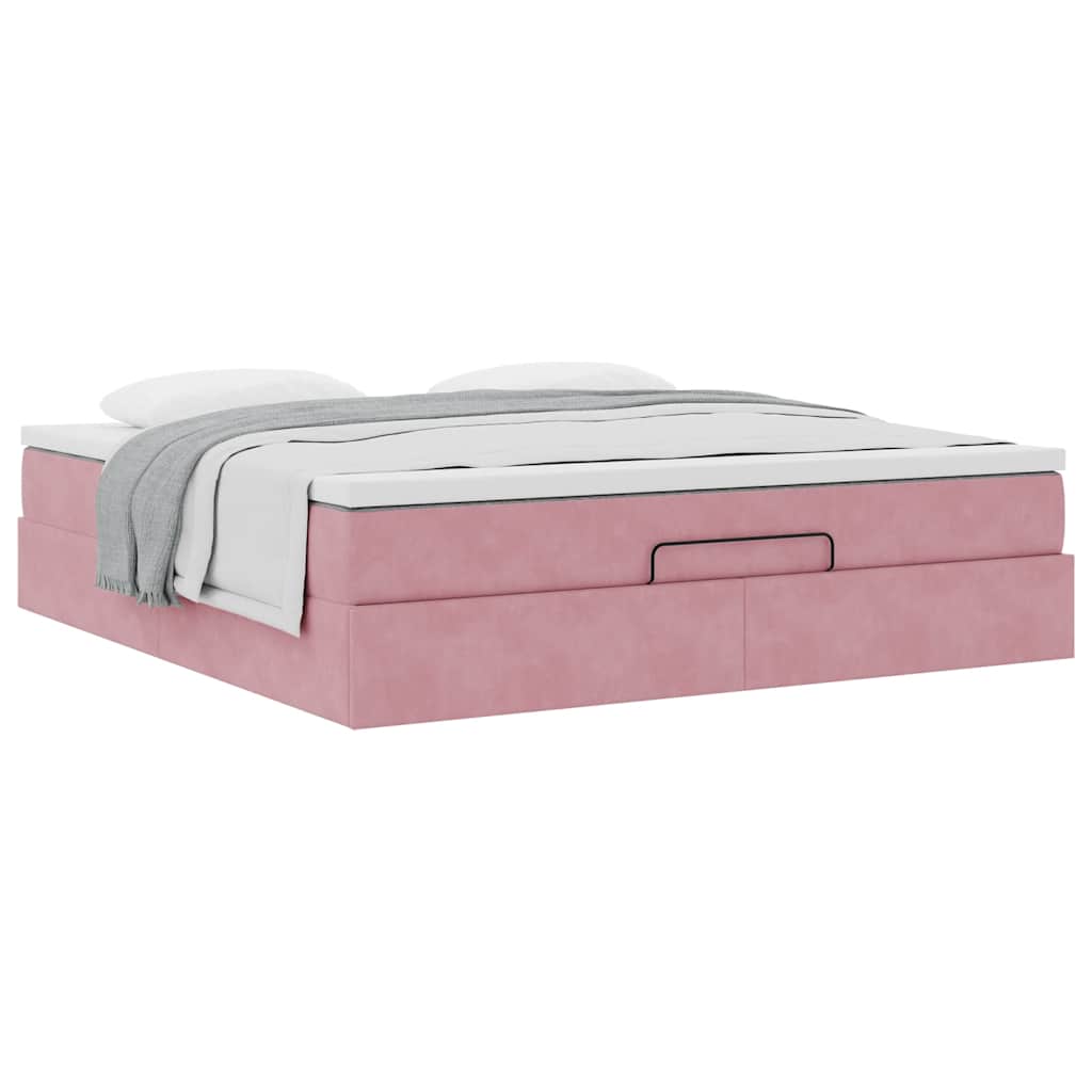Ottoman bed met matras 180x200 cm fluweel roze is nu te koop bij PeponiXL, paradijselijk wonen!